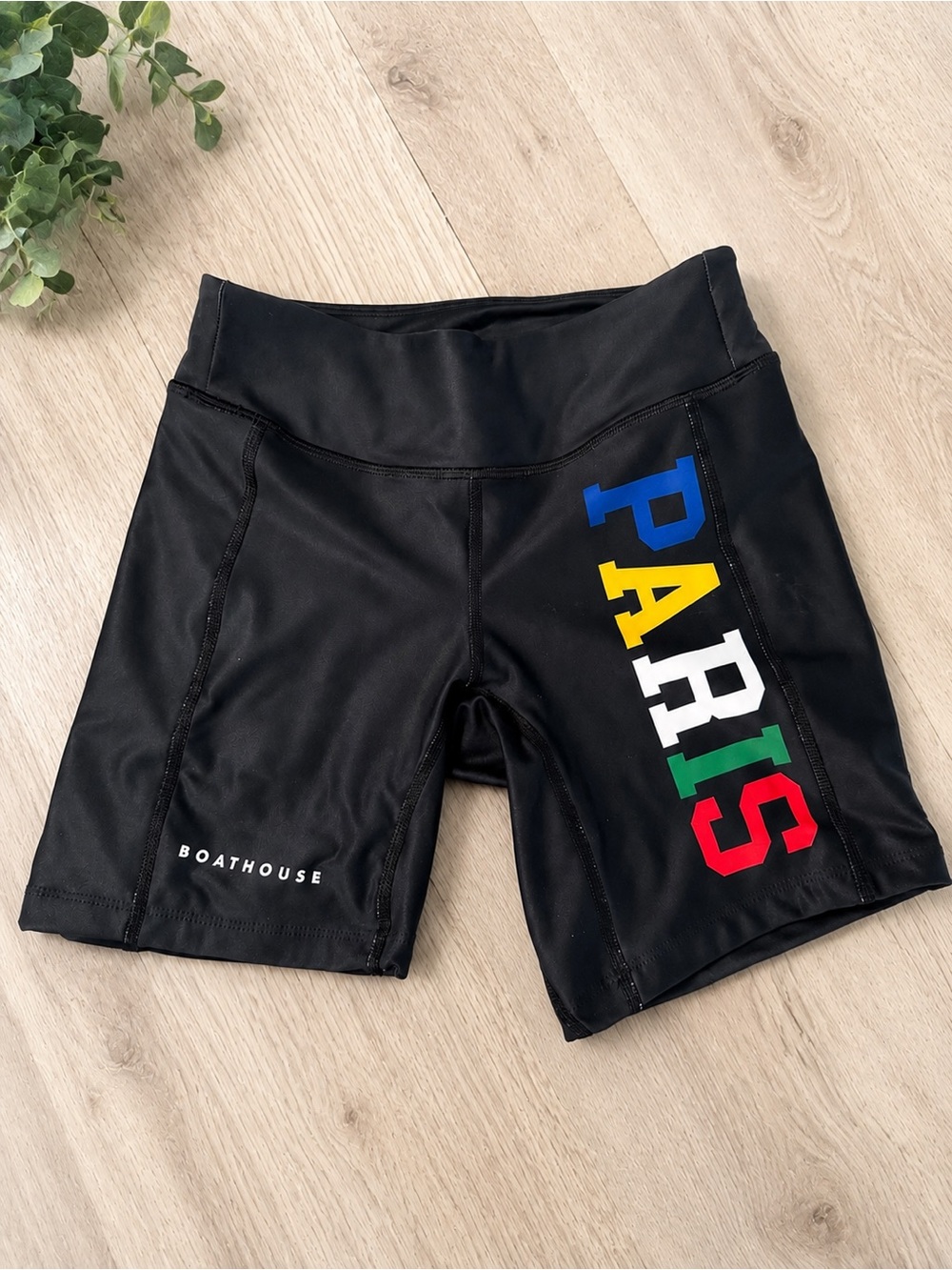Boathouse PARIS Compression Rowing Shorts Black Multicolor Logo Women’s M